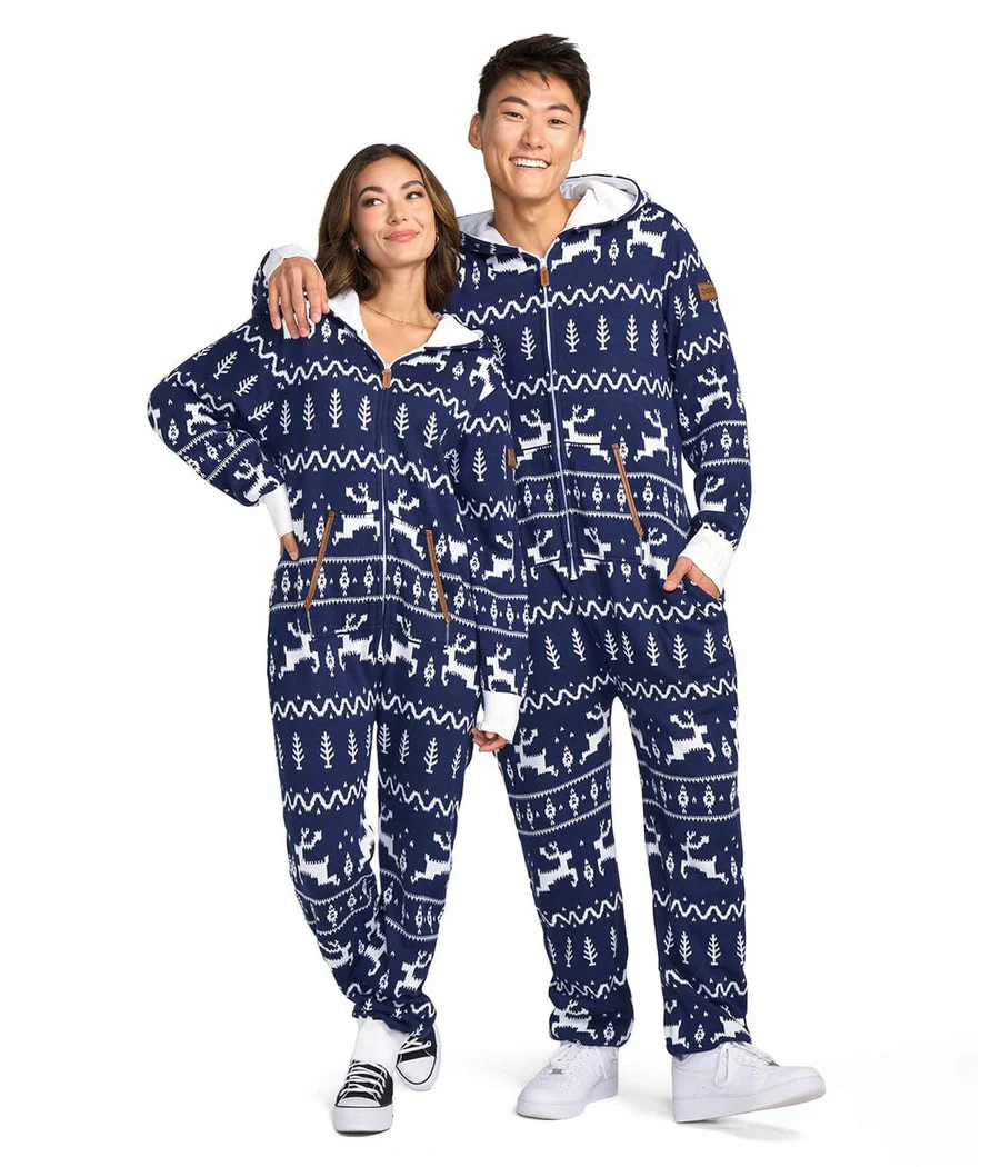 Women's Navy Fair Isle Knit Jumpsuit