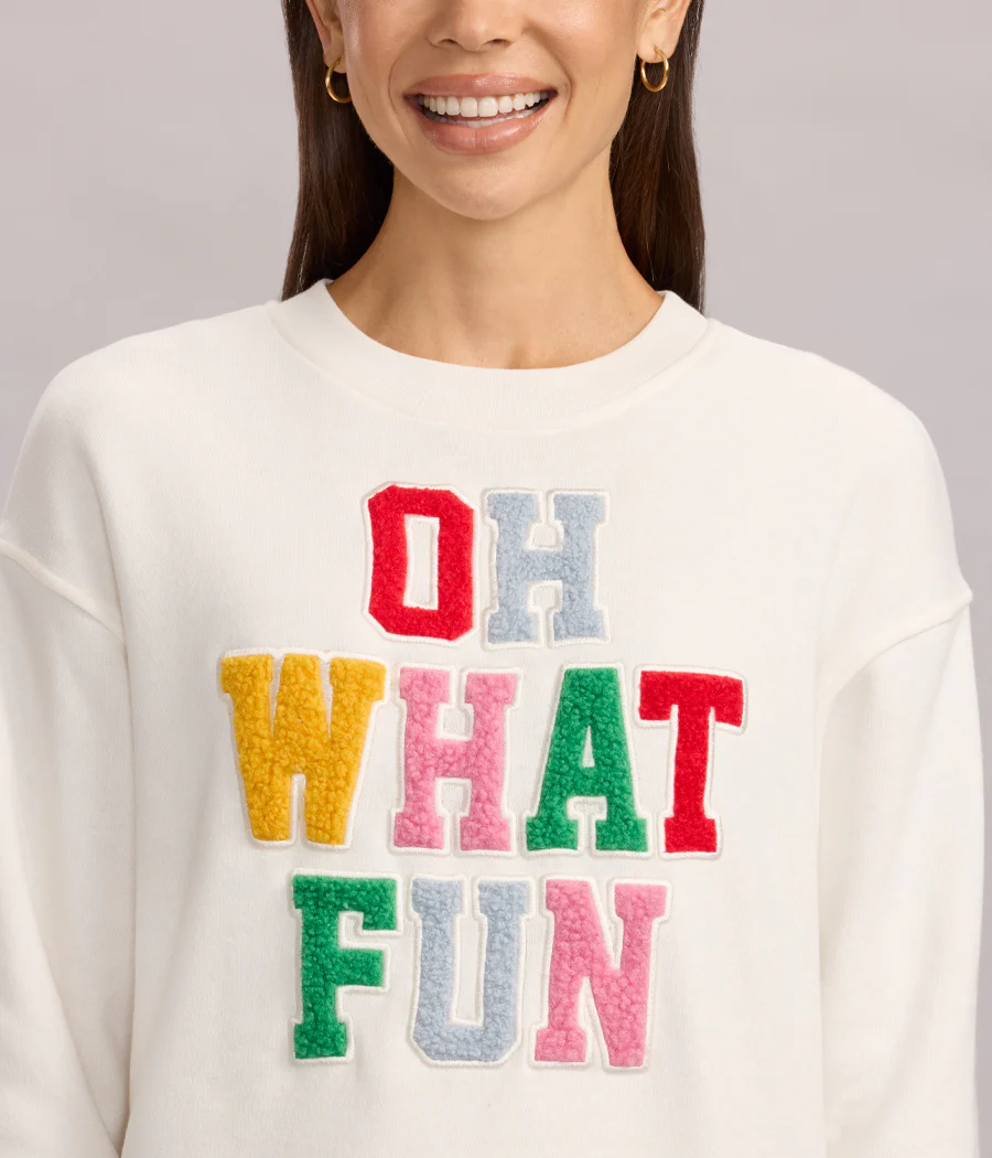 Women's Oh What Fun Patch Letter Sweatshirt