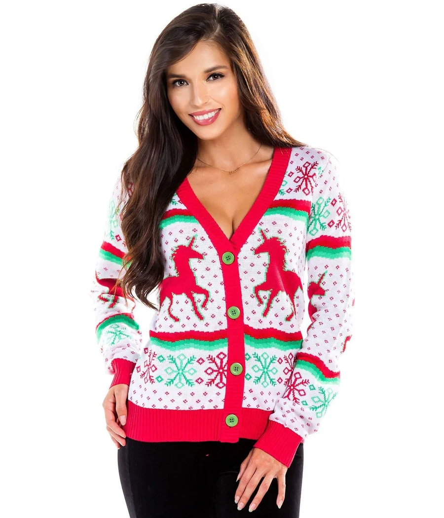 Women's Christmicorn Cardigan Sweater