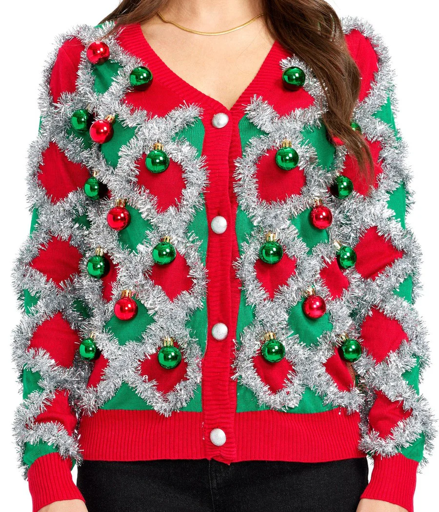Women's Tacky Tinsel Cardigan Sweater
