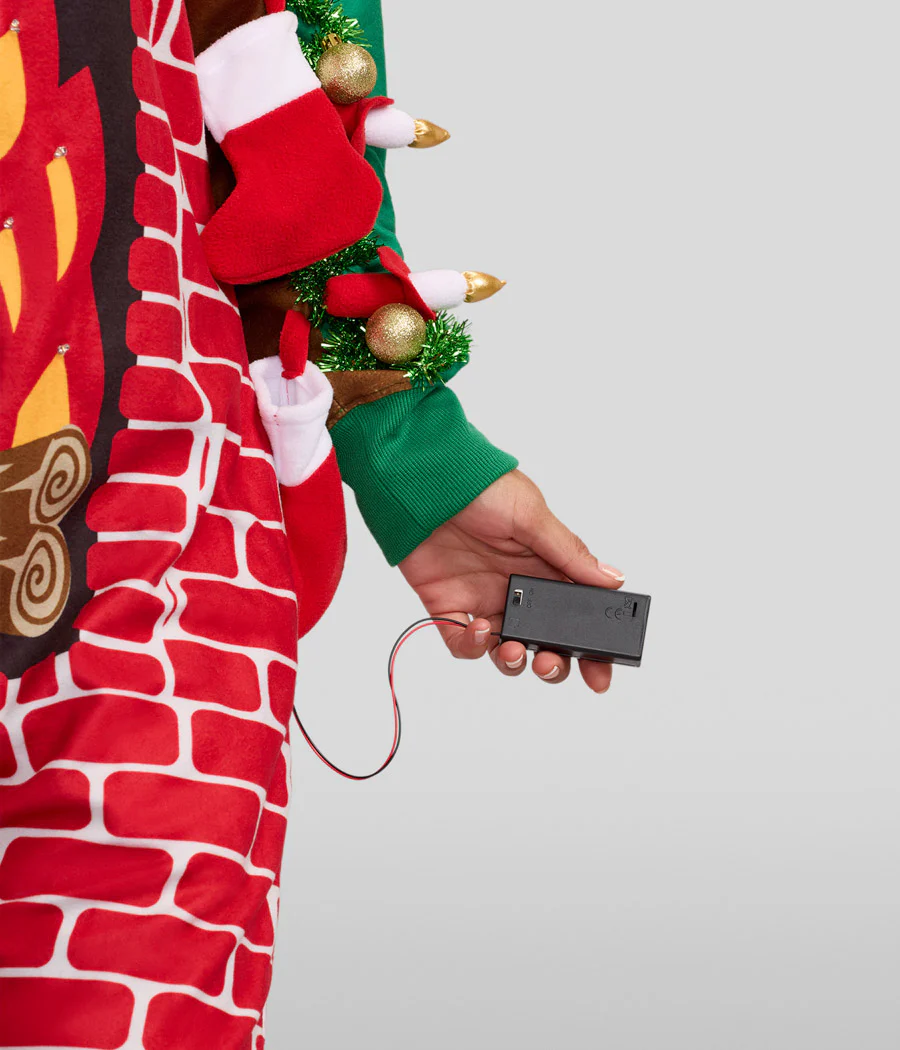 Women's Festive Fireplace Light Up Jumpsuit