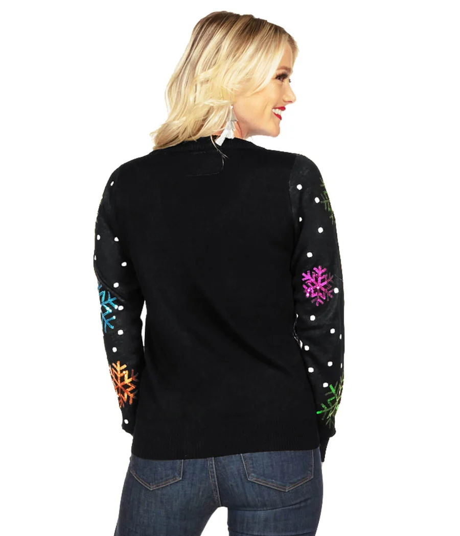 Women's Sequin Snowfall Ugly Christmas Cardigan Sweater