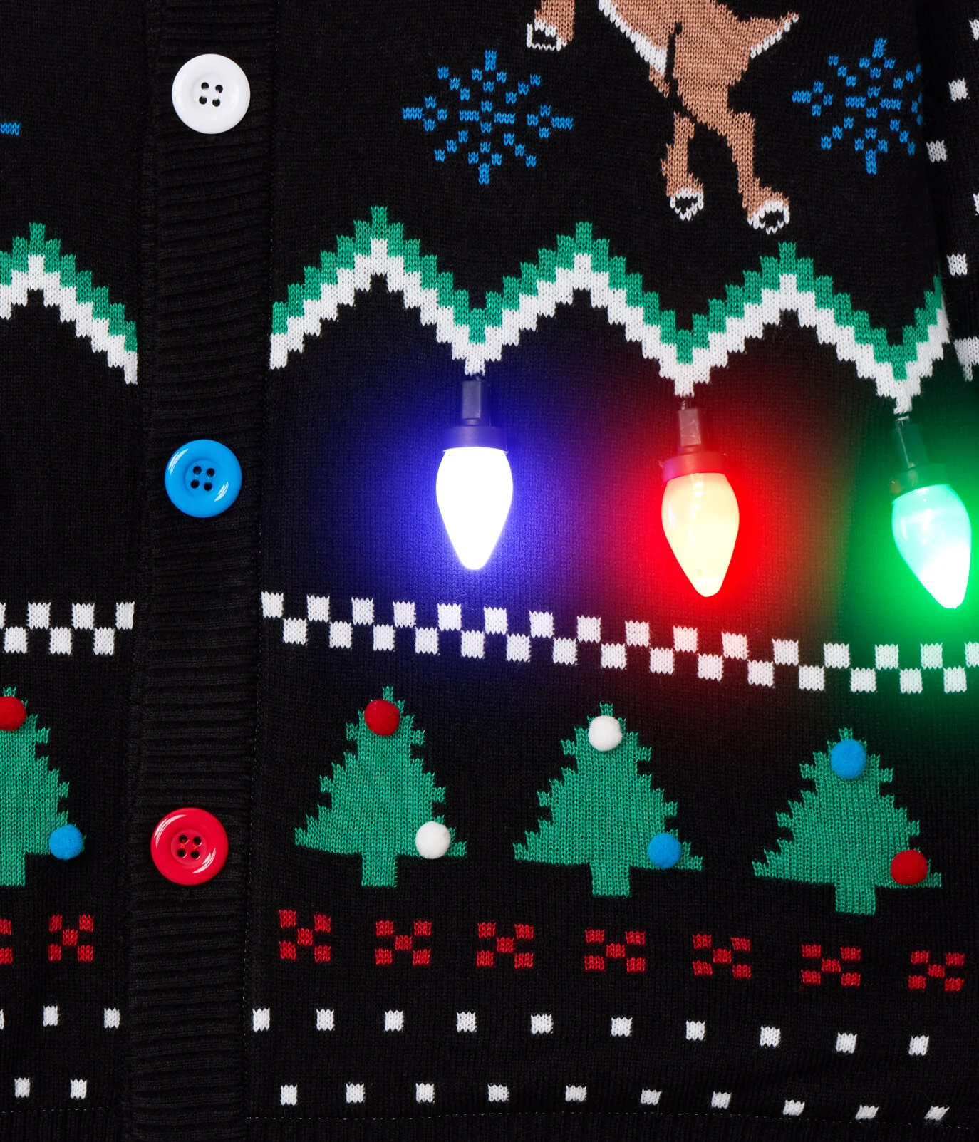 Men's Fair Isle Rudolph Light Up Christmas Cardigan Sweater