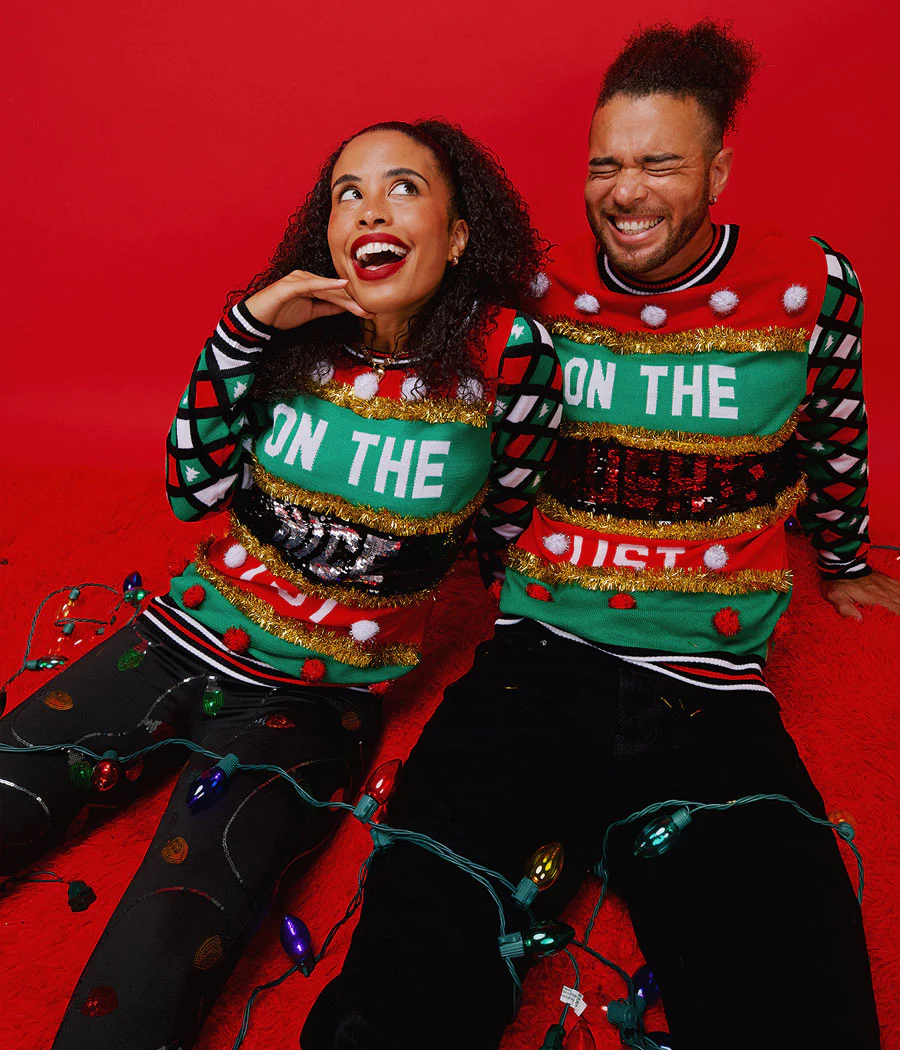 Men's Naughty or Nice Reversible Sequin Ugly Christmas Sweater