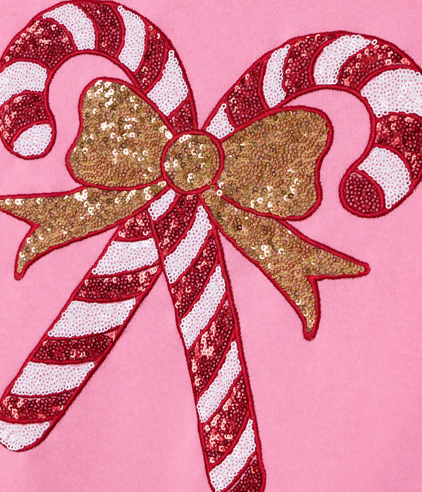Women's Pink Sequin Candy Cane Sweatshirt