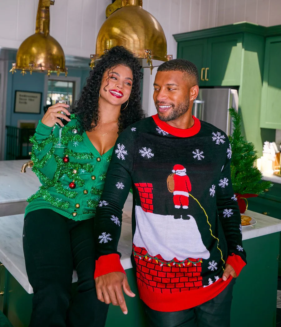 Women's Gaudy Garland Ugly Christmas Cardigan Sweater