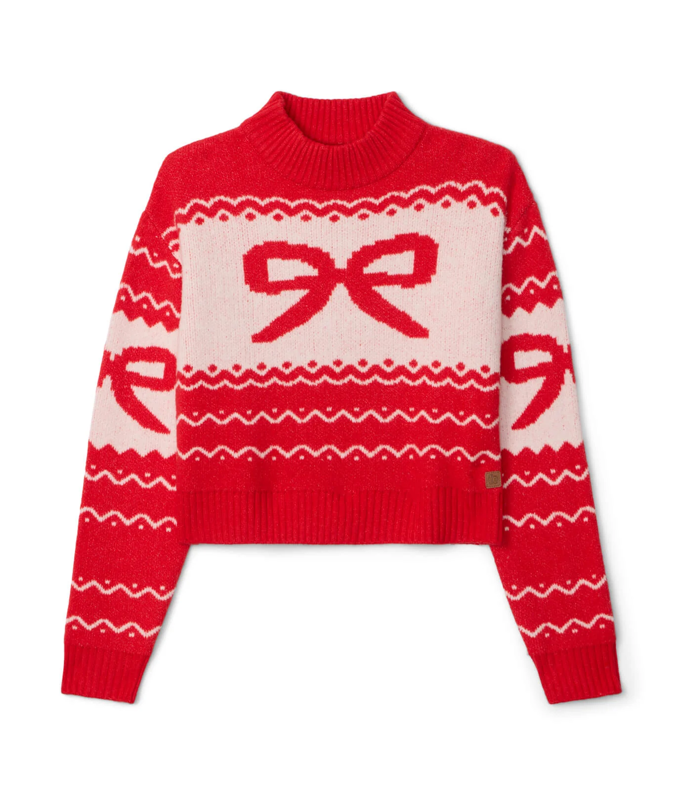 Women's Cozy Knit Bow Cropped Christmas Sweater
