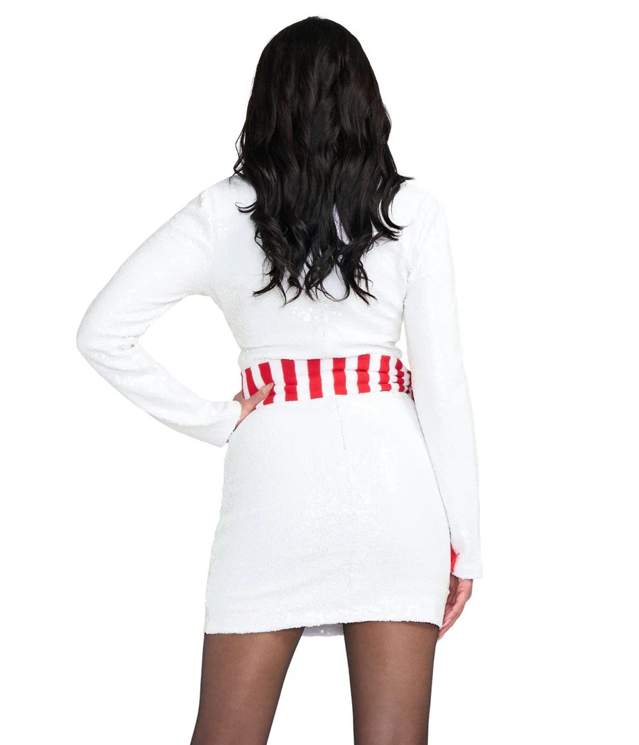 Women's Snowman Scarf Sequin Dress