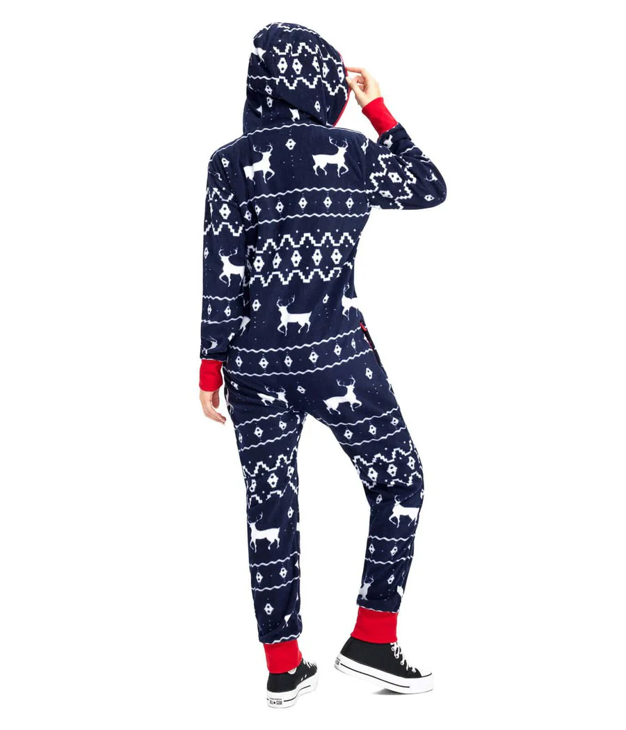 Women's Blue Reindeer Jumpsuit