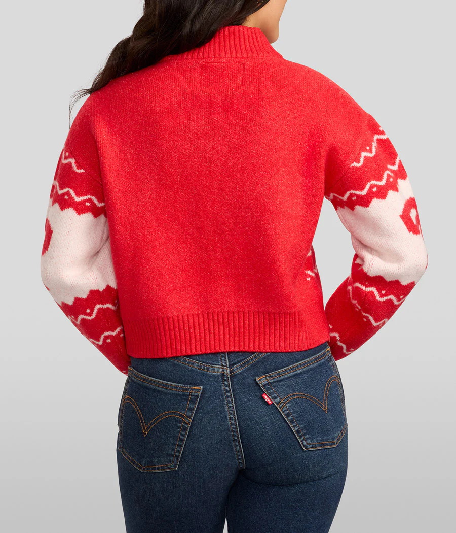 Women's Cozy Knit Bow Cropped Christmas Sweater