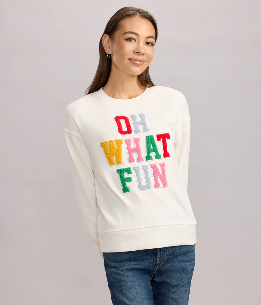 Women's Oh What Fun Patch Letter Sweatshirt