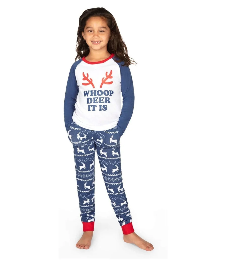 Girl's Whoop Deer It Is Crew Neck Pajama Set