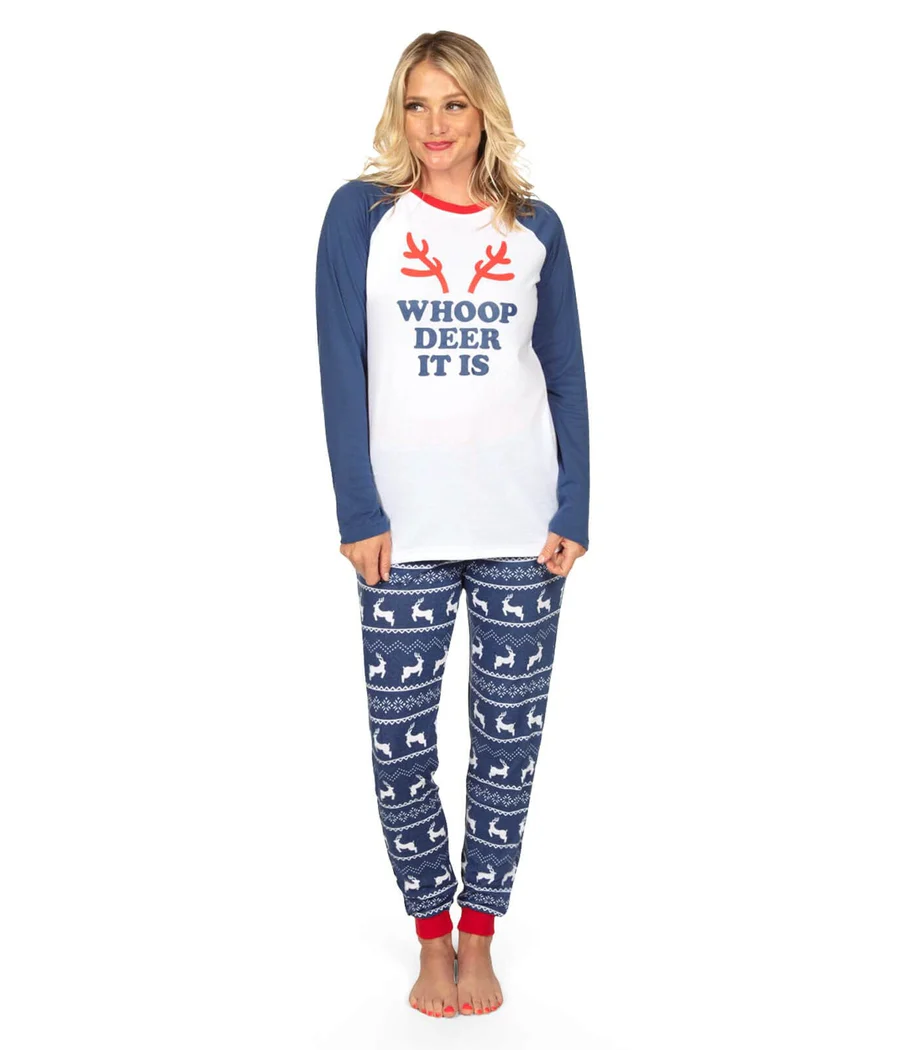 Women's Whoop Deer It Is Crew Neck Pajama Set