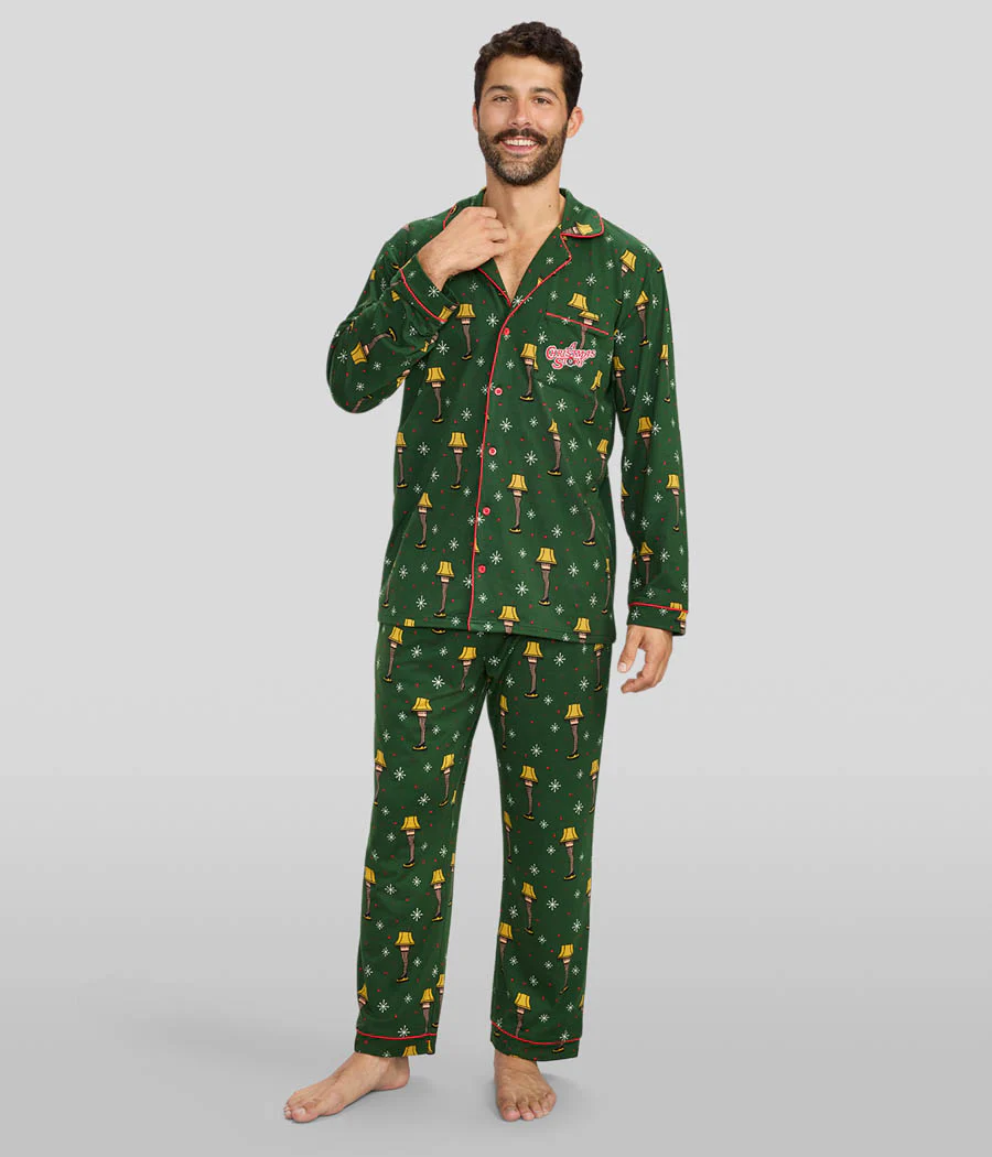 Men's Leg Lamp Lapel Pajama Set