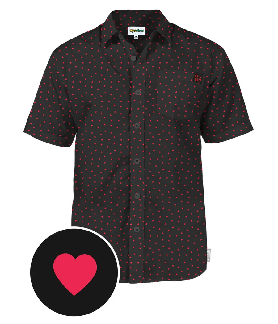 Men's Confetti Heart Button Down Shirt