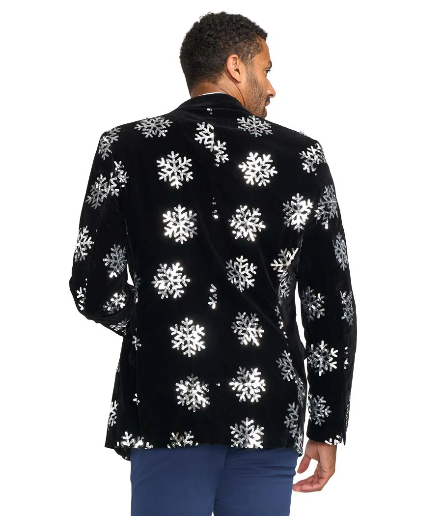 Men's Sequined Snowflake Velvet Blazer
