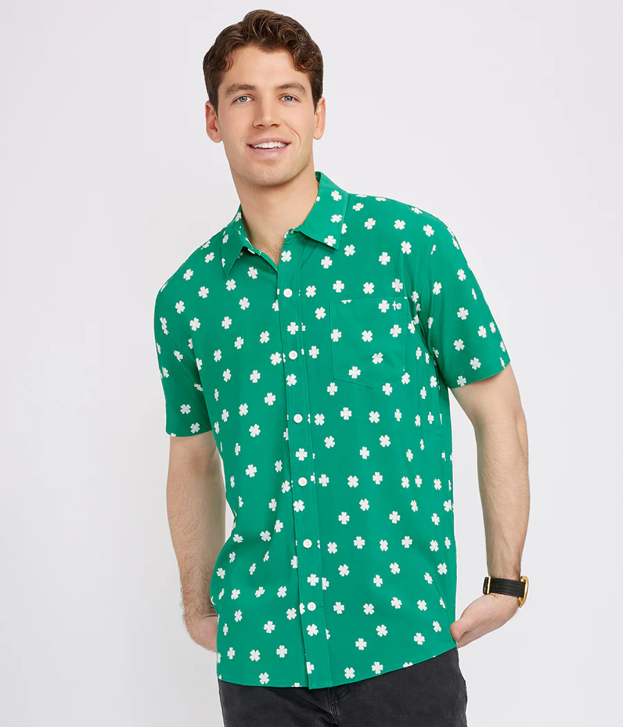 Men's Green Crushin' Clovers Button Down Shirt