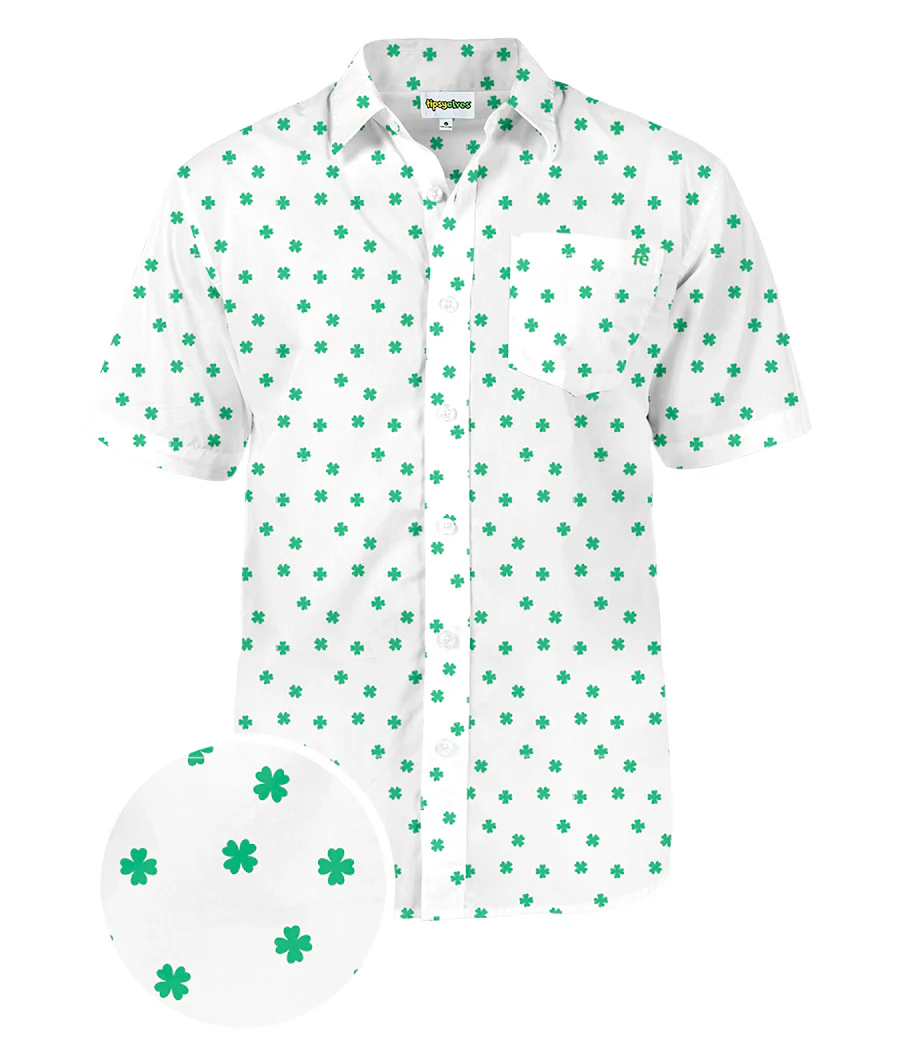 Men's White Crushin' Clovers Button Down Shirt