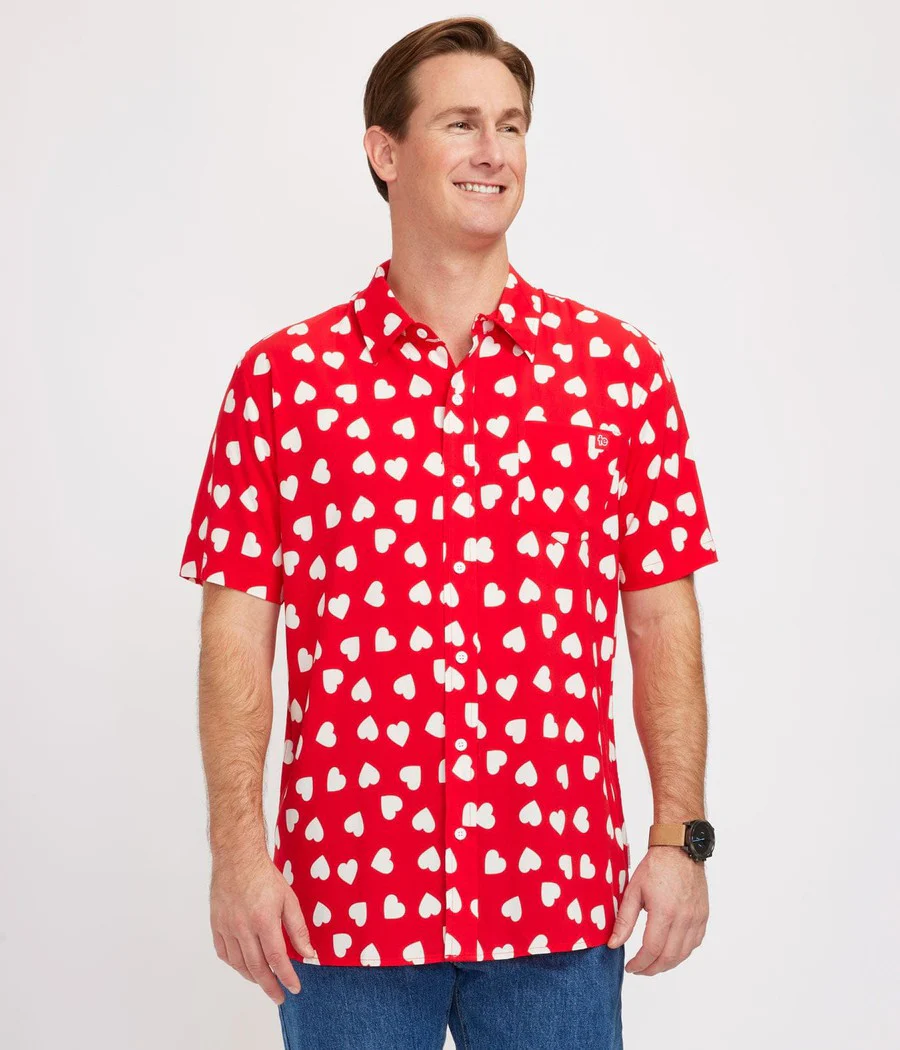 Men's Heartbeat Button Down Shirt