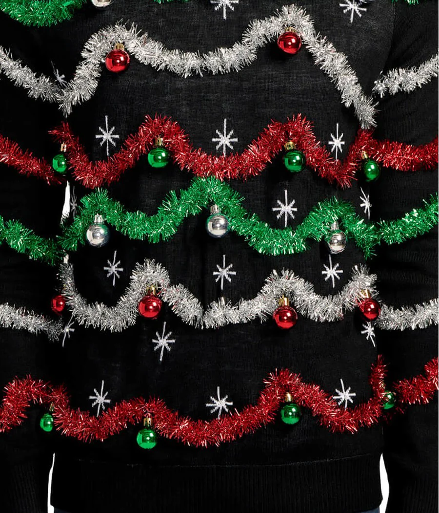 Men's Midnight Garland Light Up Ugly Christmas Sweater