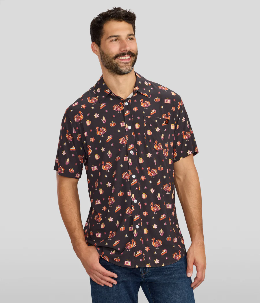 Men's 8-Bit Turkey Button Down Shirt