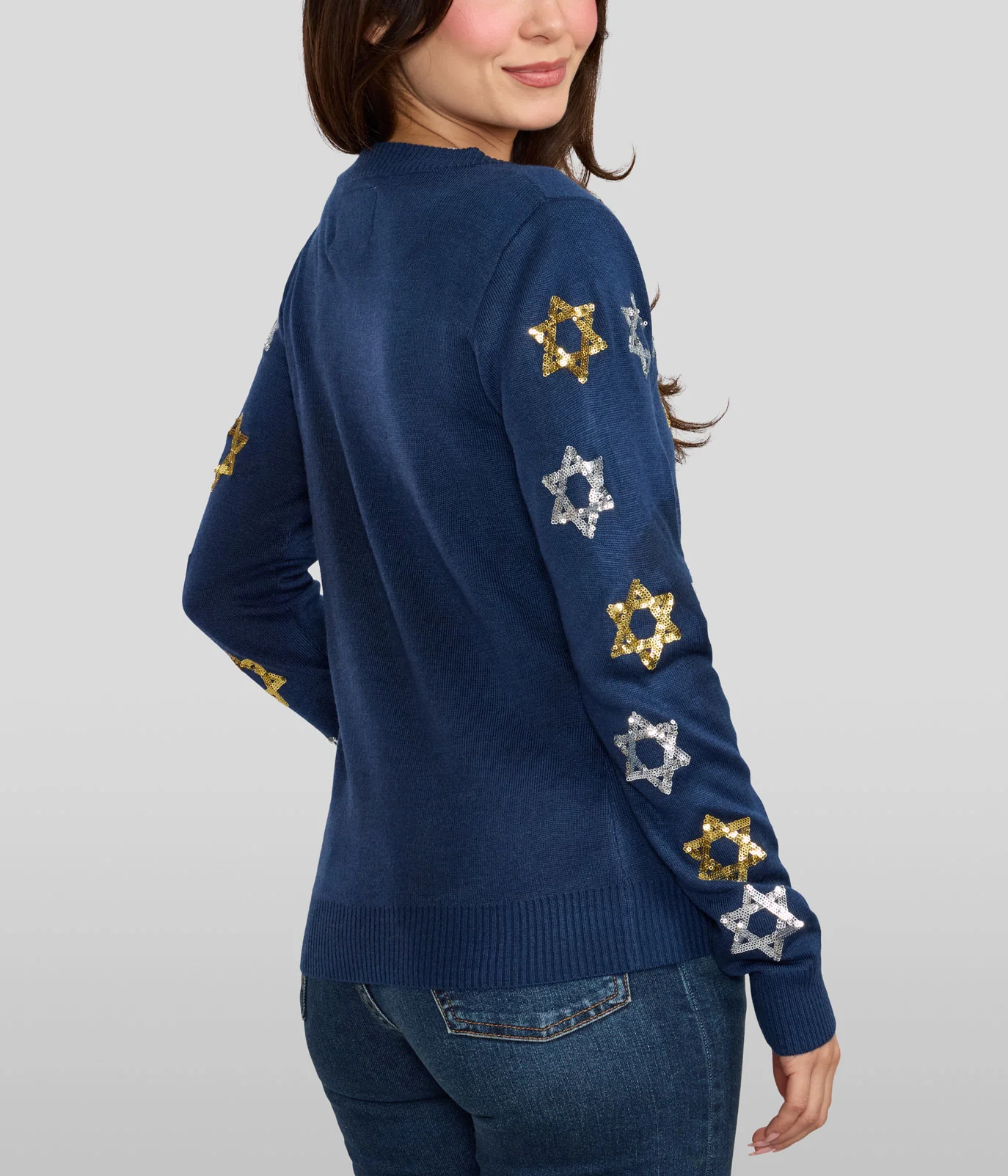 Women's Shimmering Star Of David Cardigan Sweater