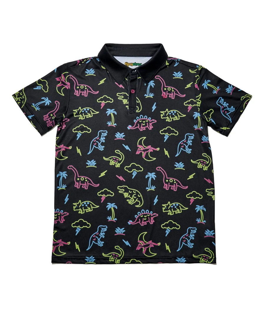 Boy's Neon Dinosaur Golf Polo