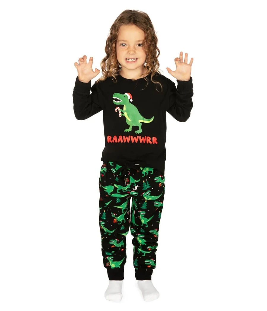 Girl's Rawr Dinosaur Crew Neck Pajama Set