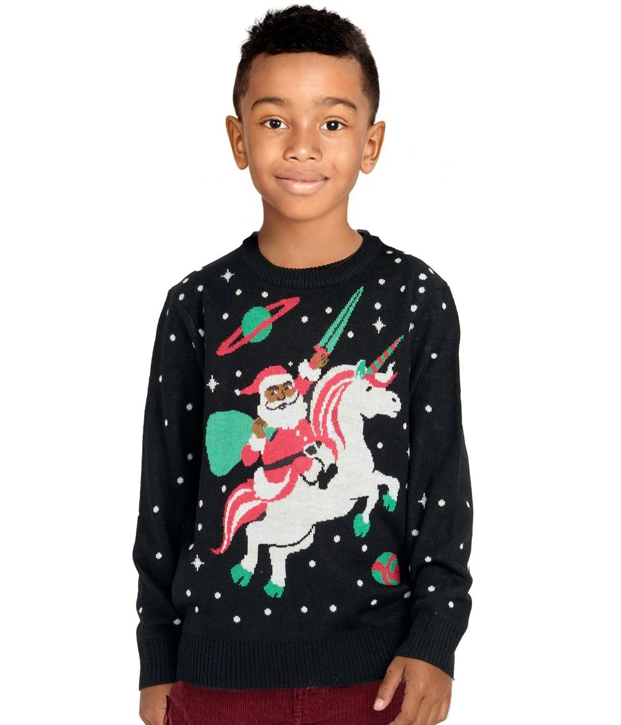 Boy's Santa Unicorn Ugly Christmas Sweater