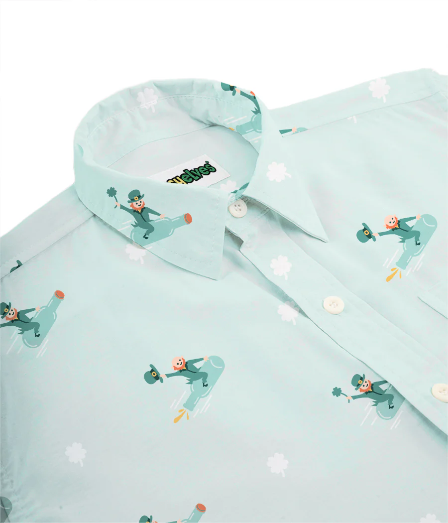 Men's Leprechaun Liftoff Button Down Shirt
