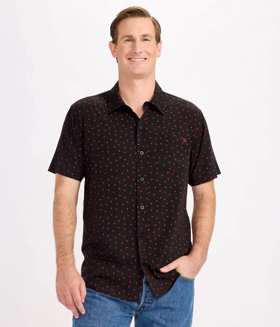 Men's Confetti Heart Button Down Shirt