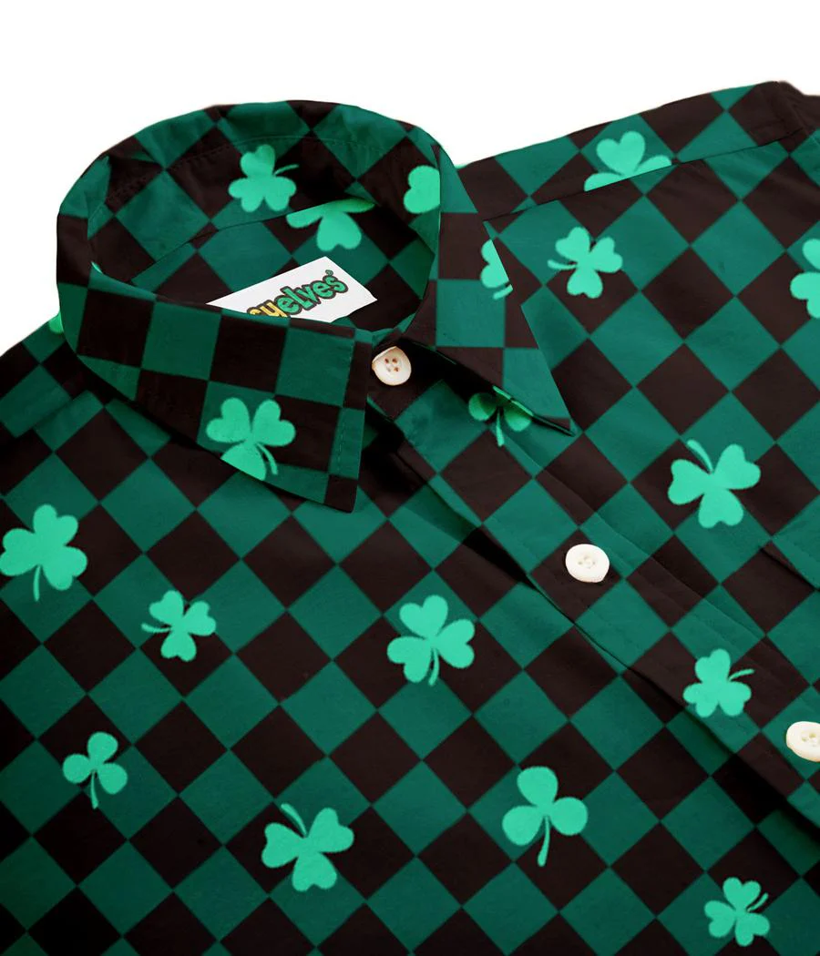 Men's Checkered Clover Button Down Shirt