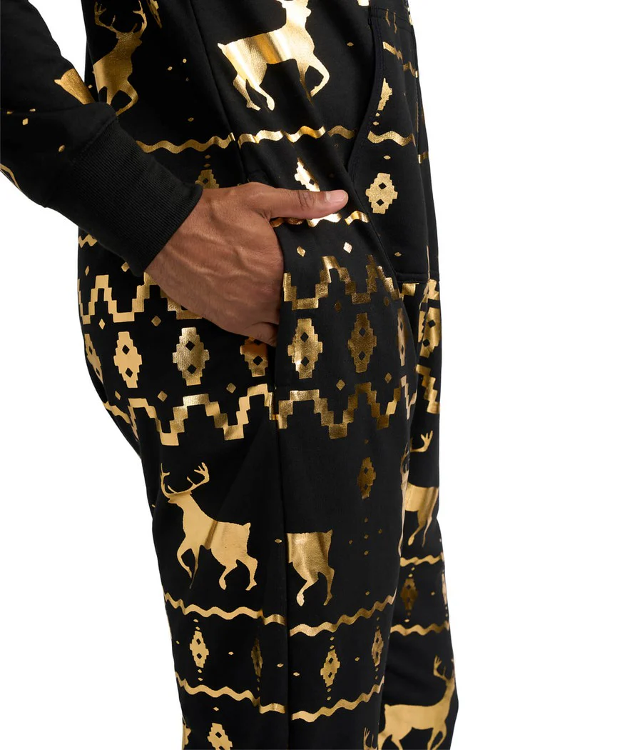 Men's Gold Foil Fair Isle Reindeer Jumpsuit