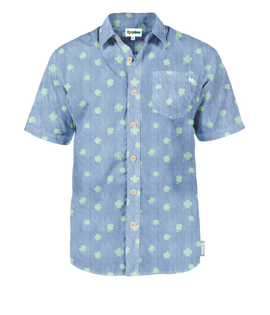 Men's Blue Clover Button Down Shirt