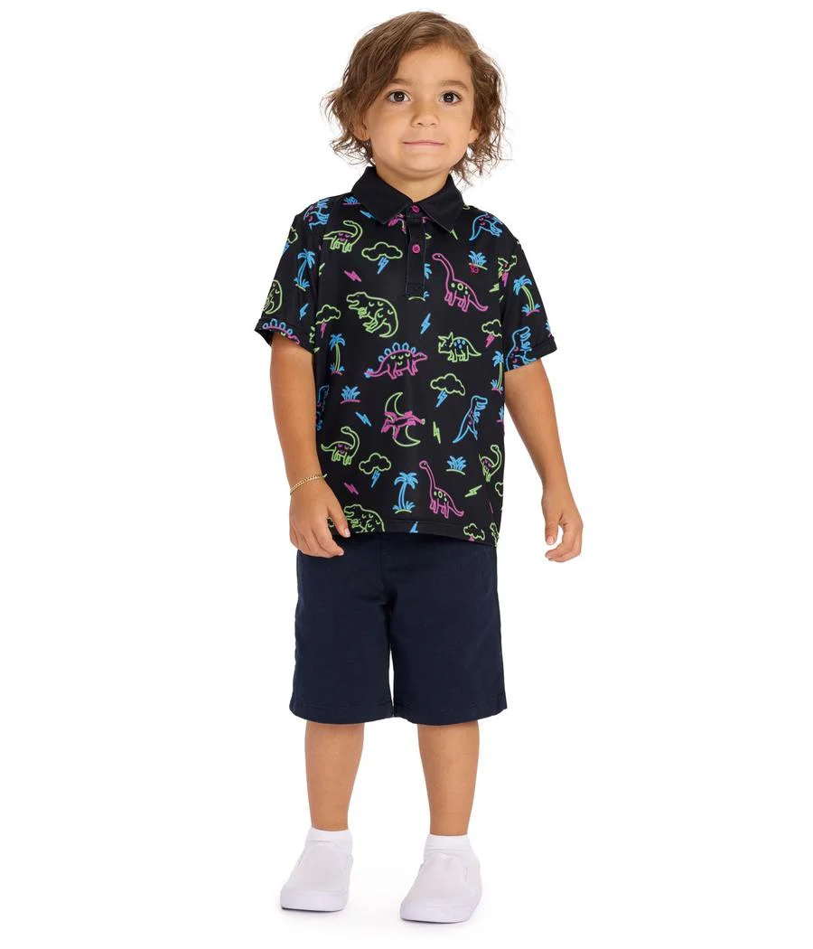 Toddler Boy's Neon Dinosaur Golf Polo