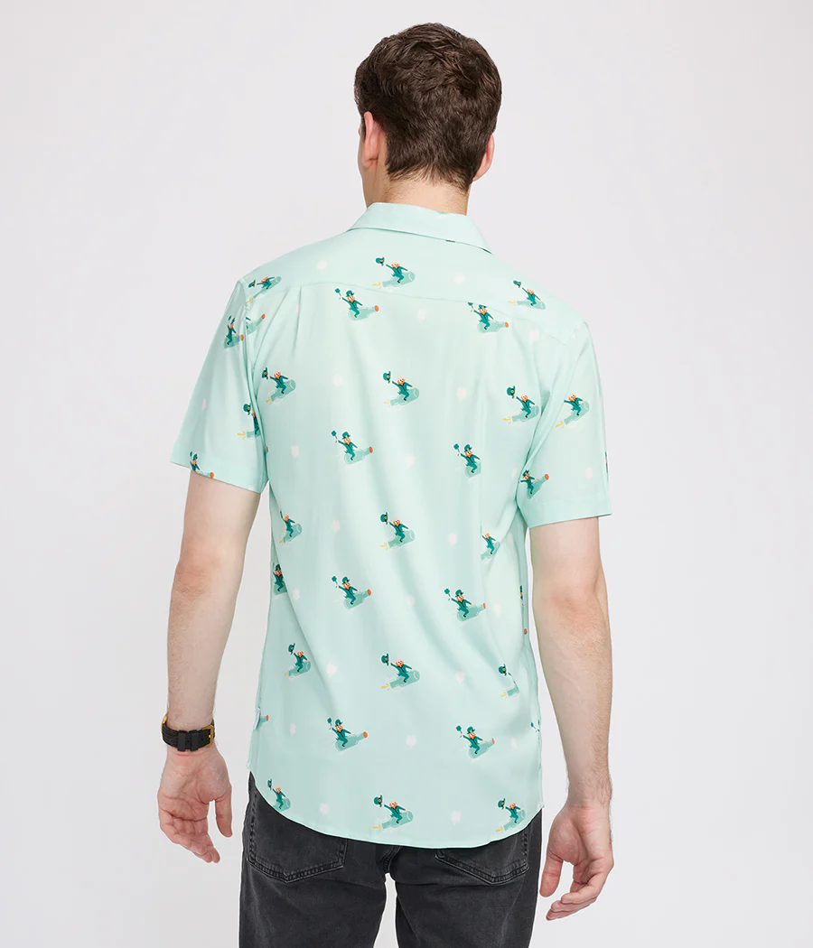 Men's Leprechaun Liftoff Button Down Shirt