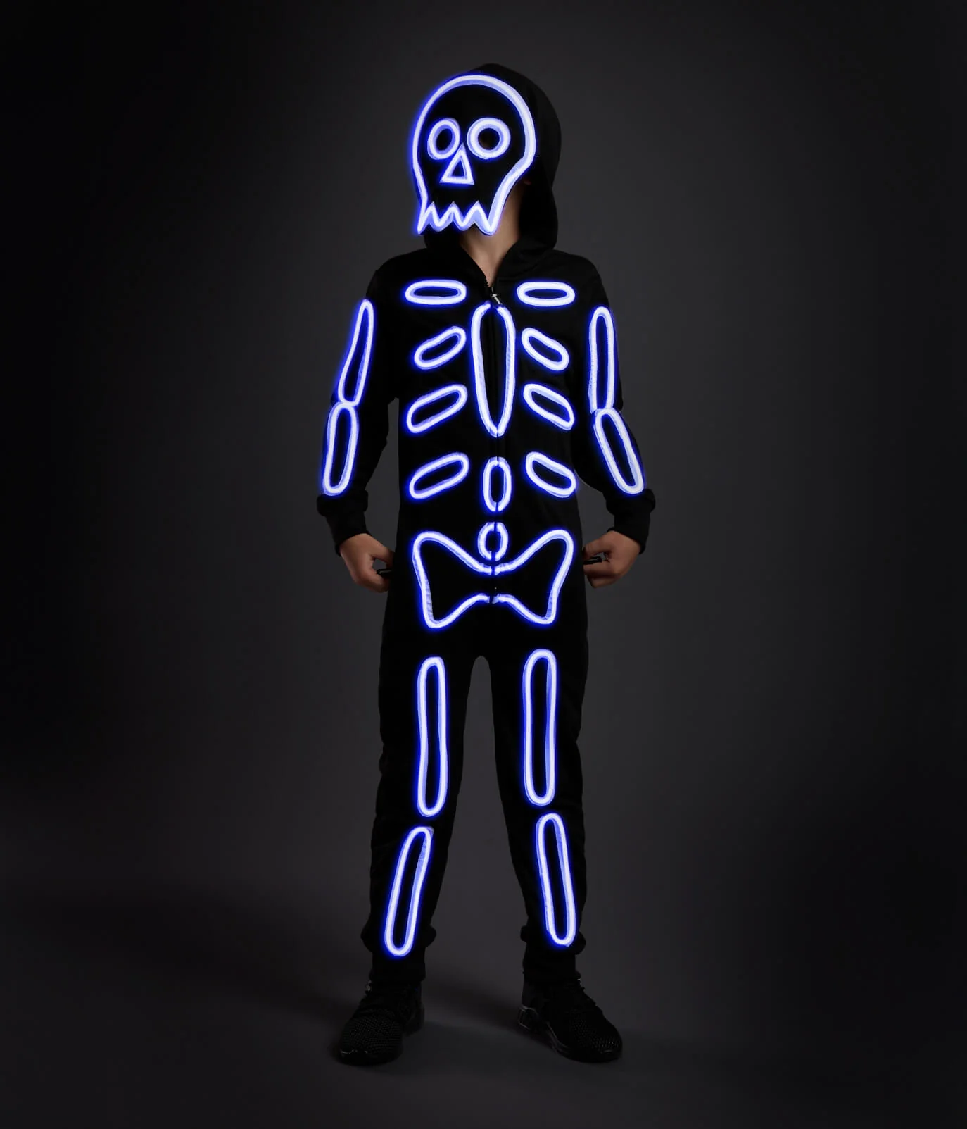 Boy's Neon LED Light Up Skeleton Costume