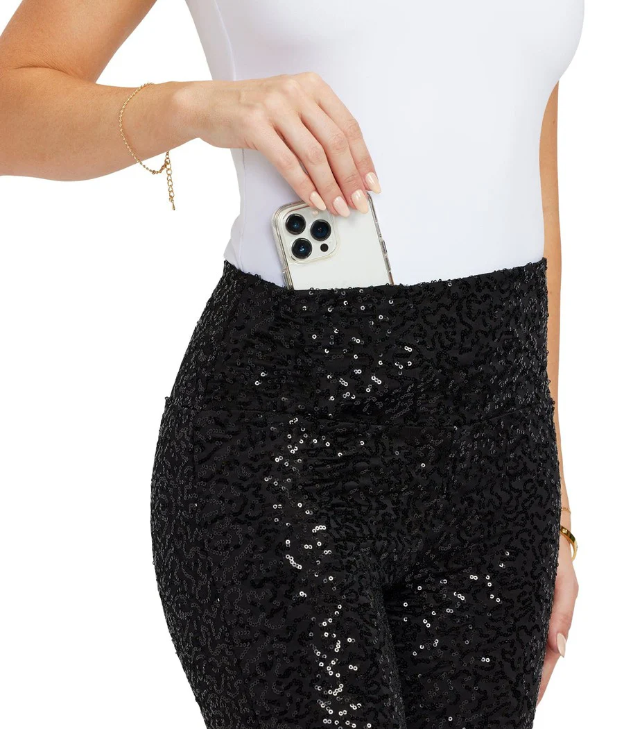 Black Sequin High Waisted Leggings
