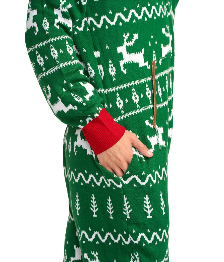 Men's Green Fair Isle Knit Jumpsuit