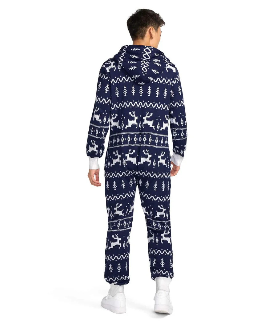 Men's Navy Fair Isle Knit Jumpsuit