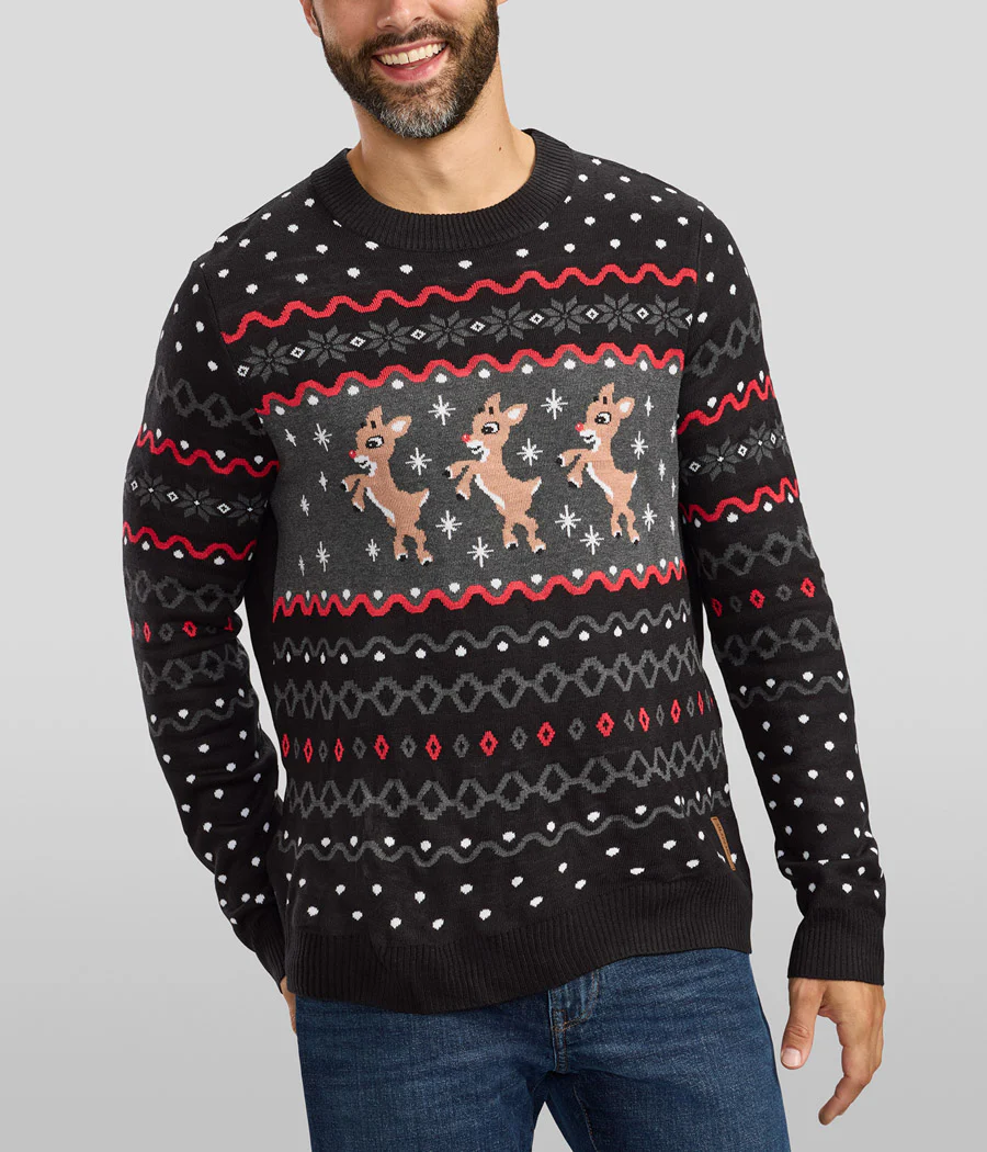 Men's Dark Fair Isle Rudolph Ugly Christmas Sweater