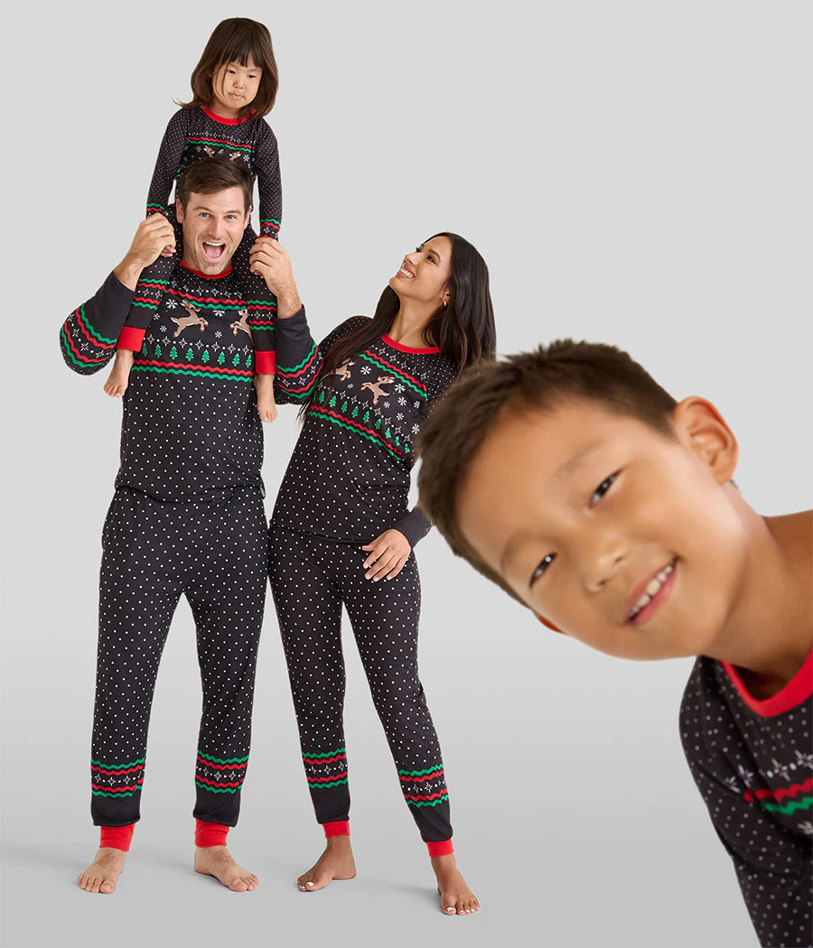 Baby Girl's Fair Isle Rudolph Crew Neck Pajama Set