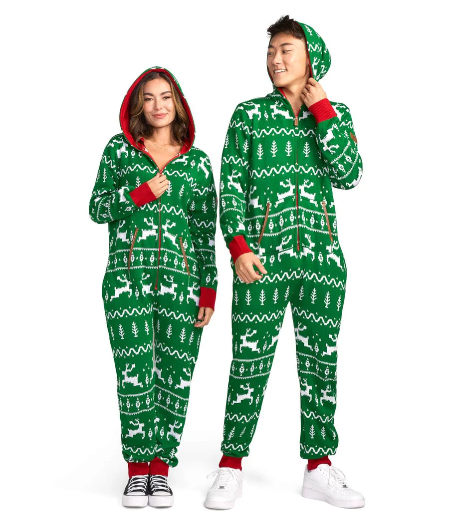 Men's Green Fair Isle Knit Jumpsuit