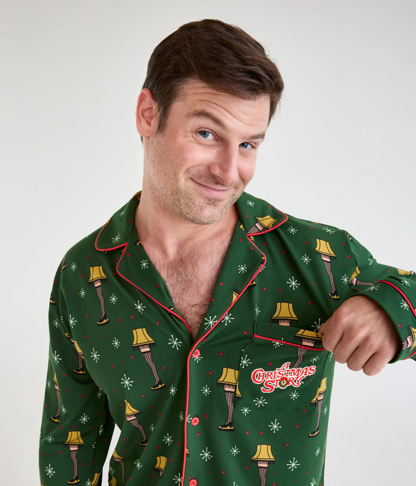 Men's Leg Lamp Lapel Pajama Set