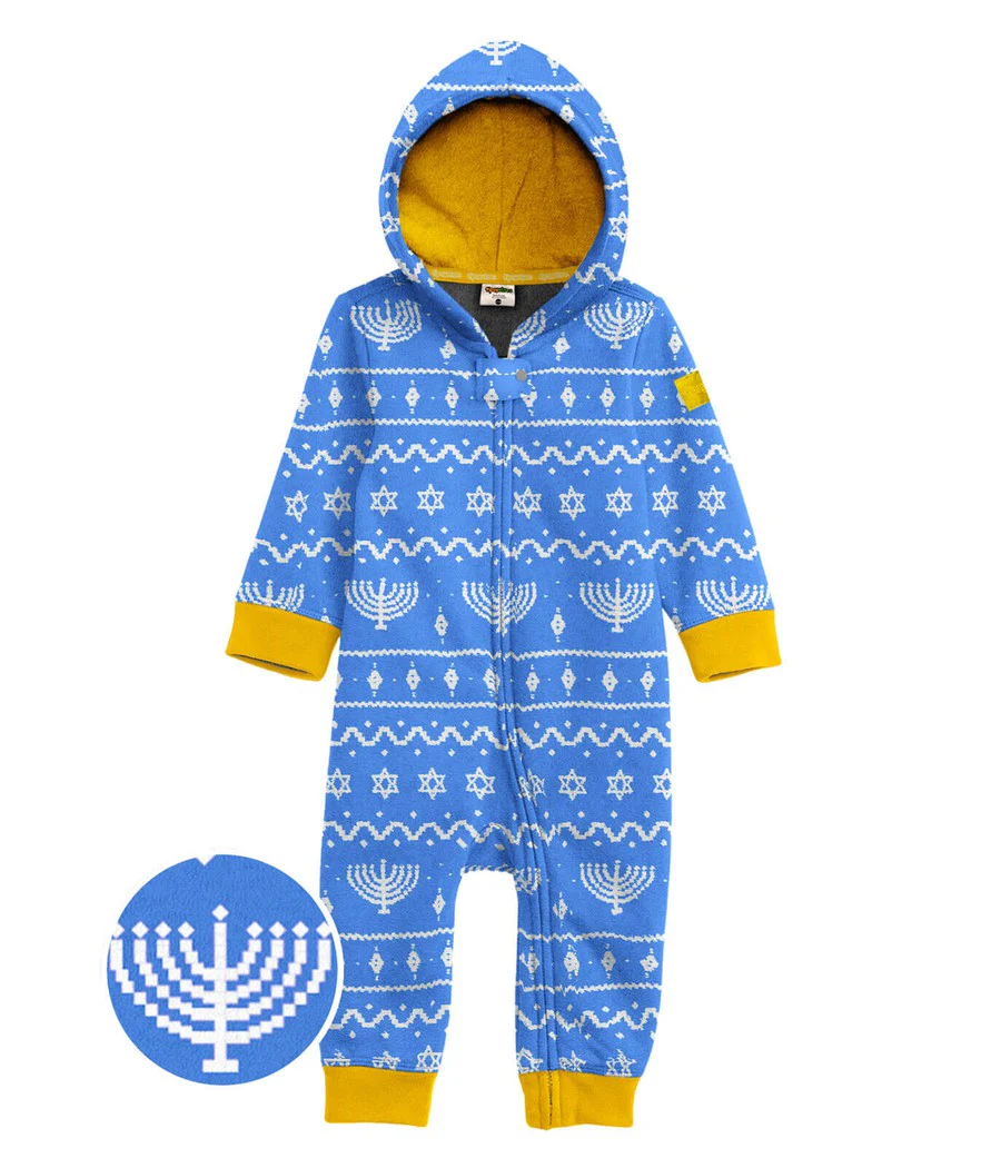 Toddler Girl's Blue Hanukkah Jumpsuit