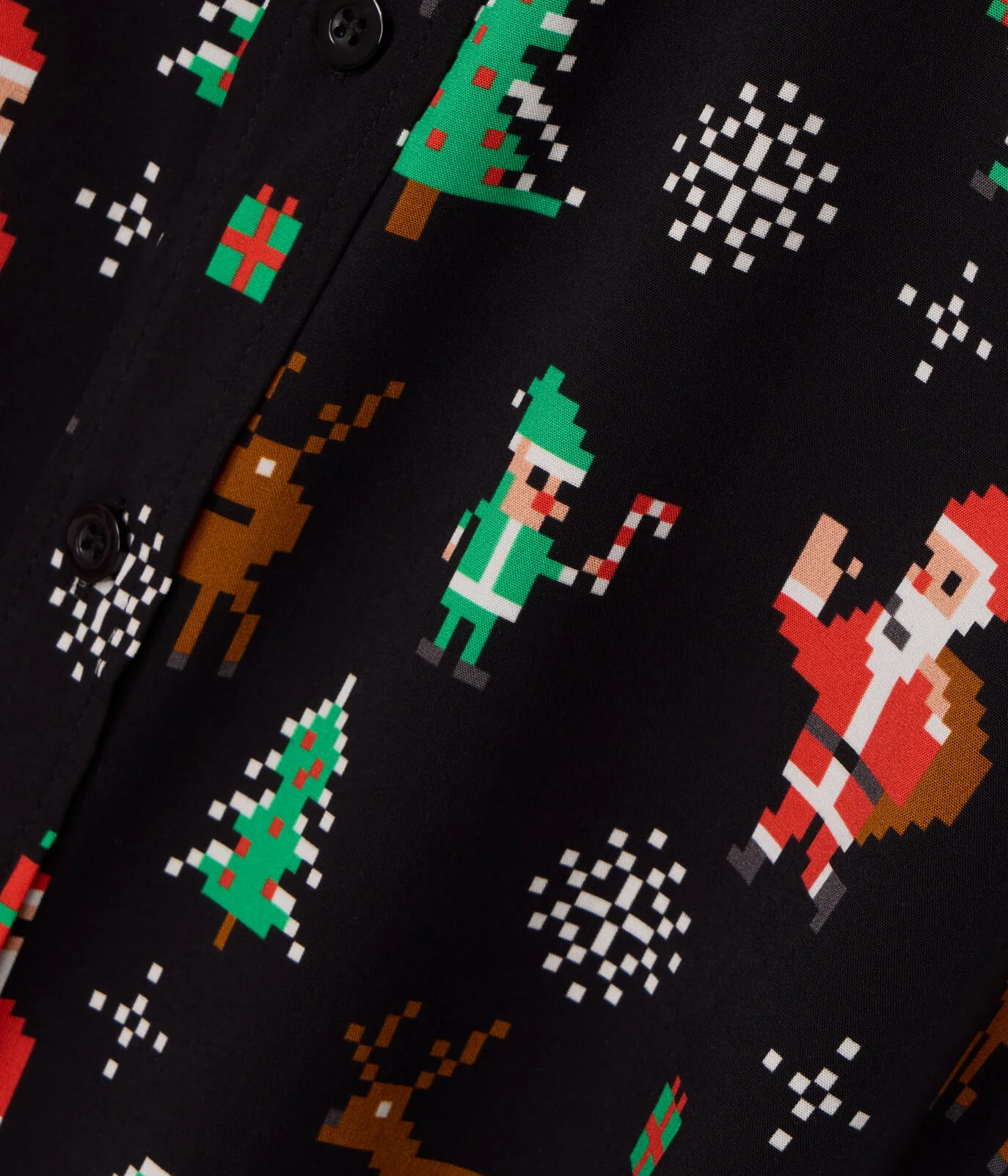 Men's 8-Bit Santa Button Down Shirt
