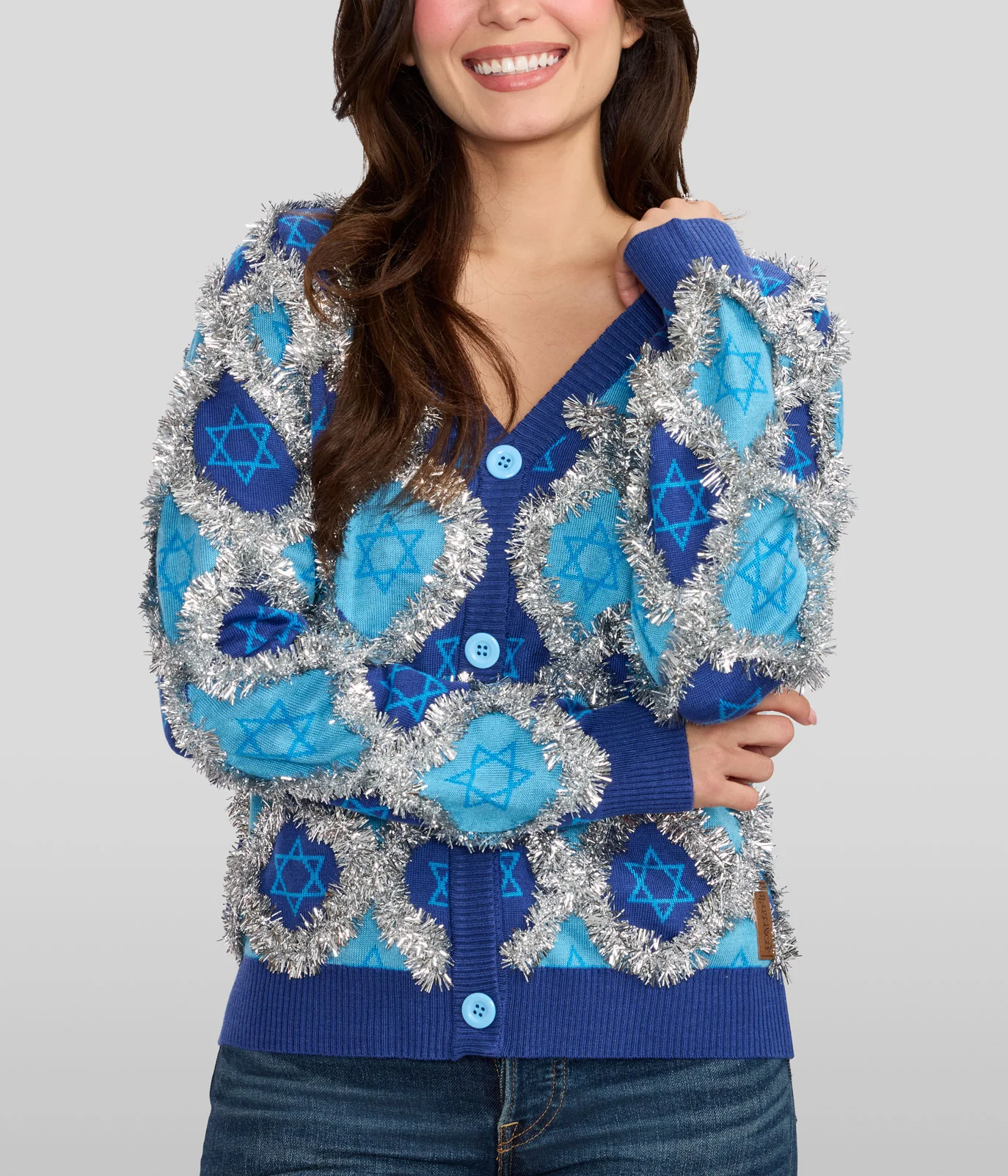 Women's Hanukkah Tinsel Cardigan Sweater