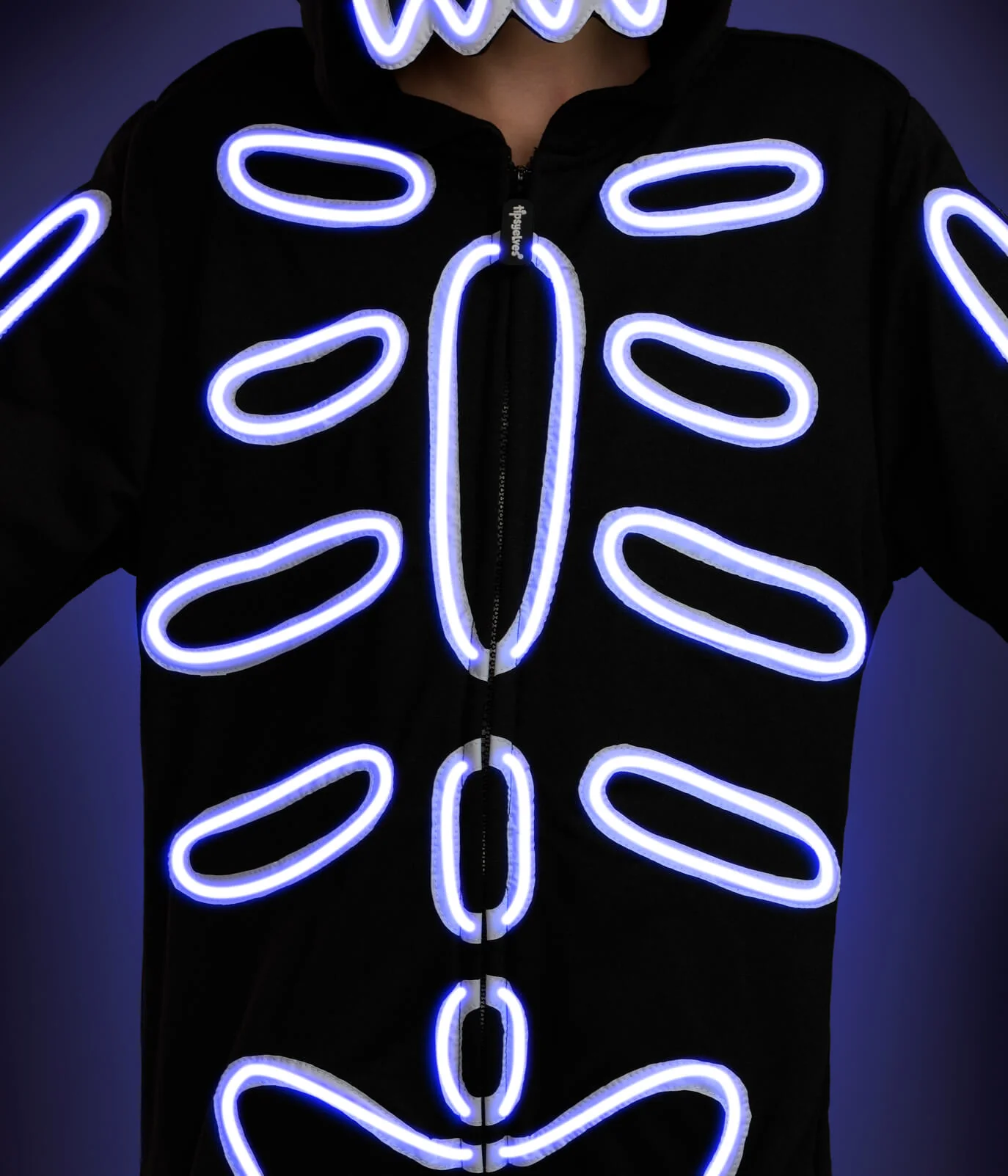 Girl's Neon LED Light Up Skeleton Costume