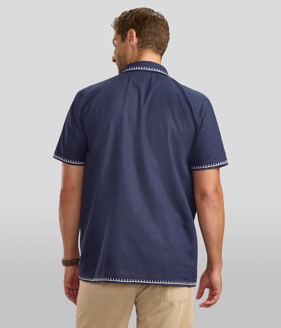 Men's Festive Flamingo Linen Cabana Shirt