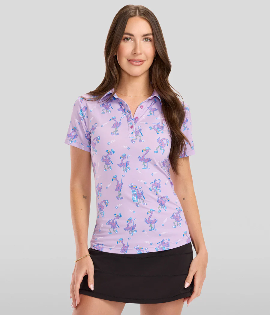 Women's Flamingo Fiasco Short-Sleeve Golf Polo